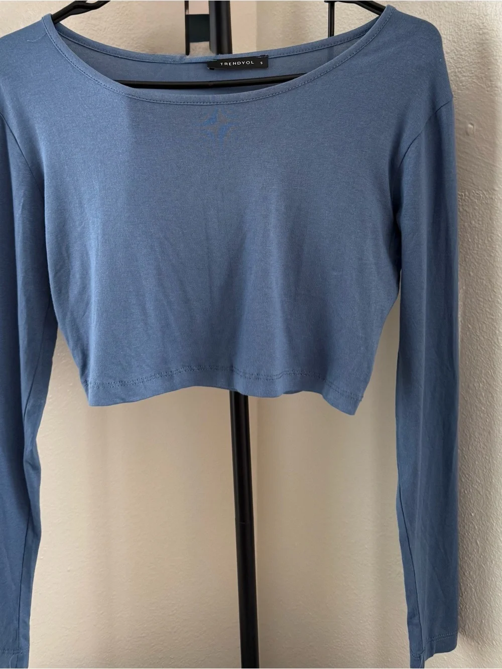 Woman Blue Two-Piece Wide Leg Pants & Crop Top Set – Size S – New With Tag